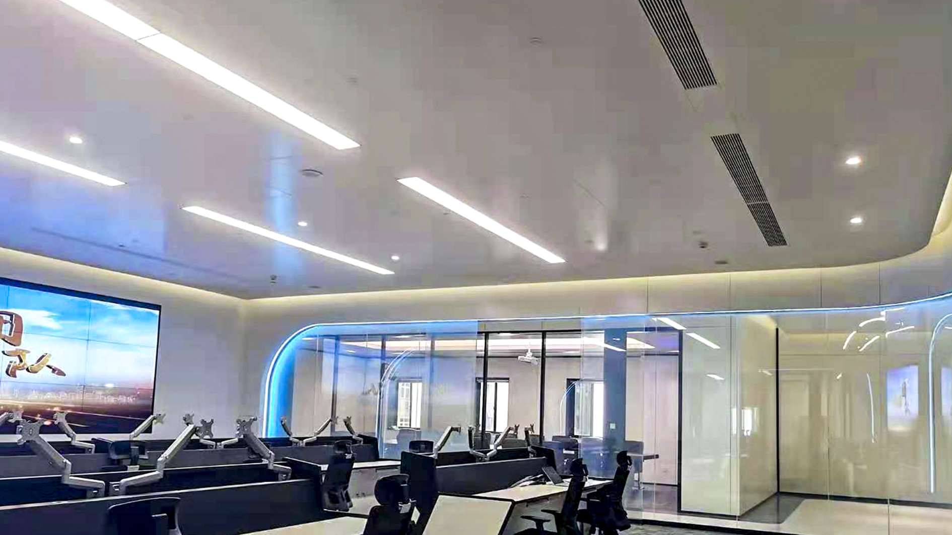 鄭州供電監評中心大廳設計案例、裝修效果圖